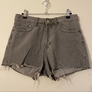 High-rise grey denim short shorts